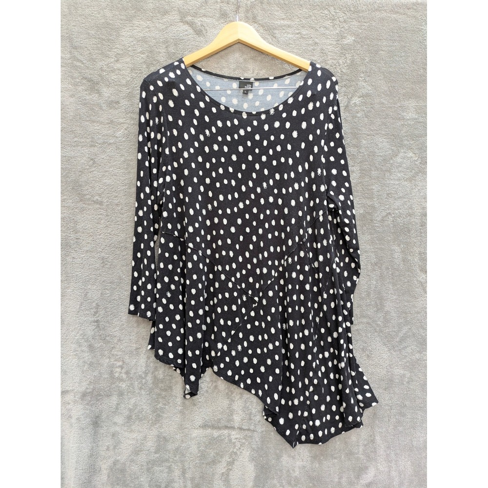 Asymmetrical Tunic Top Womens L Polka Dot Casual Stretch Office Minimalist
